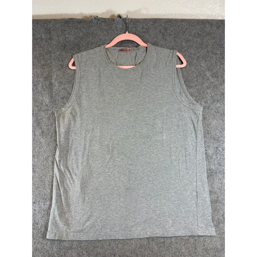 VTG Y2K  Prada Milano Tank Top Shirt Mens Large Gray Sleeveless Athletic Red Tab